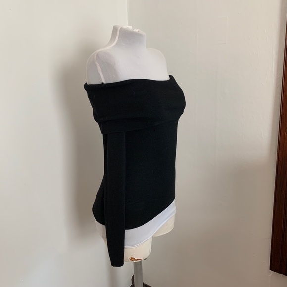 NWT Studio By The Workshop Black Off Shoulder Soft Wool Blend Sweater NEW S Rib - Picture 14 of 16